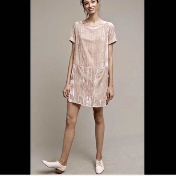 Floreat Crushed Velvet Short Sleeve Shift Dress - Picture 5 of 5